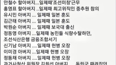 남한이 친일파 소굴이라는 종북주사파놈들의 허위선동..