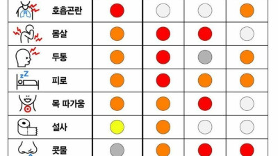 [비교표] 코로나바이러스(COVID-19)와 독감, 감기, 알러지의 증상비교