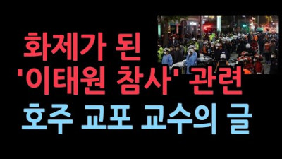 호주 교포 교수가 올린 글 이태원 사고에 대한 소고
